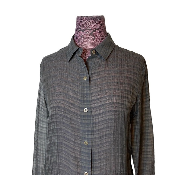 Theory Sz M Semi Sheer Silk Stripes Top - Picture 2 of 6